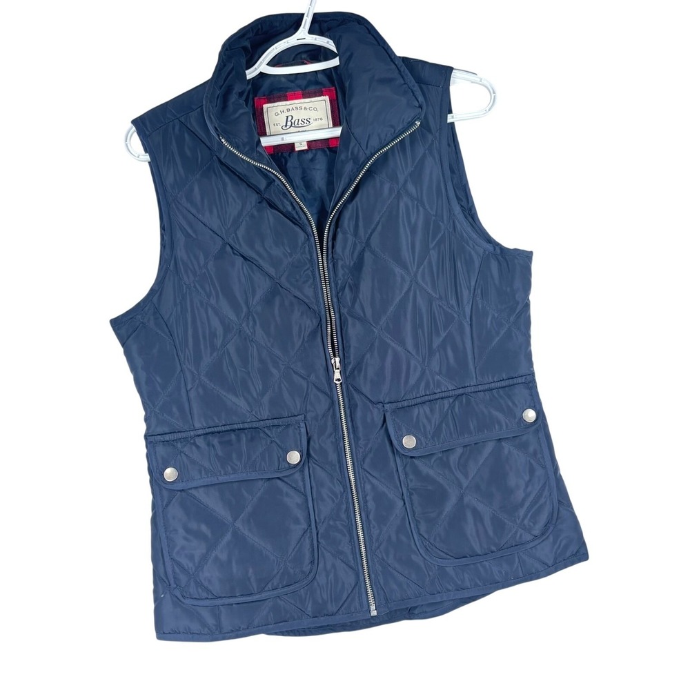 Quilted‎ Puffer Vest Womens Small Navy Blue Excellent Full Zip Pocket Gorpcore